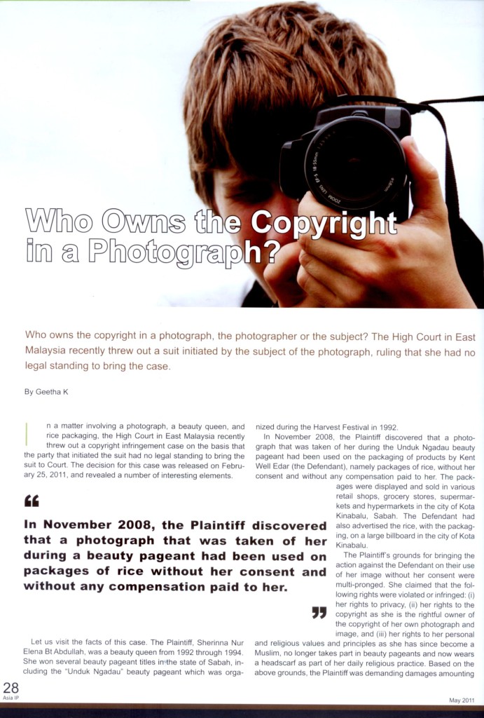 [Asia IP] Who Owns the Copyright in a Photograph (Page 1)
