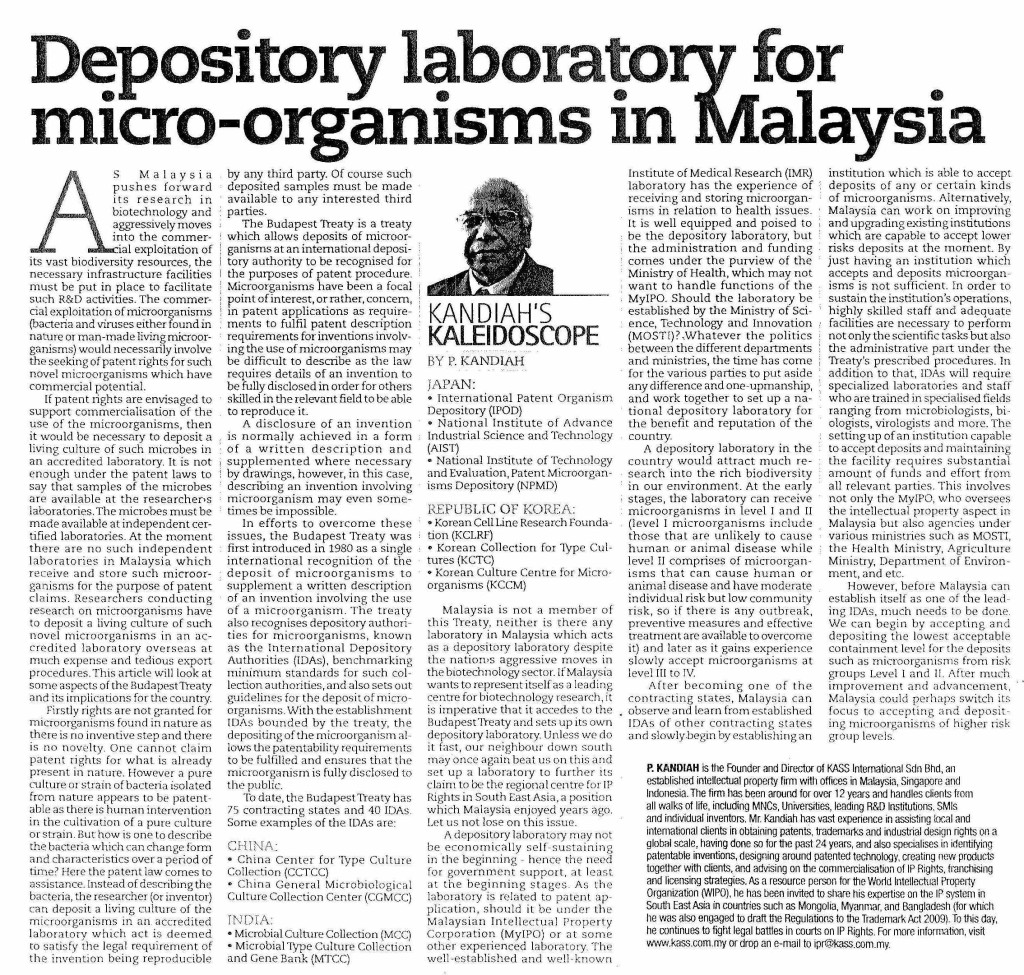 [The Petri Dish] Depository Laboratory for Micro-Organsims in Malaysia