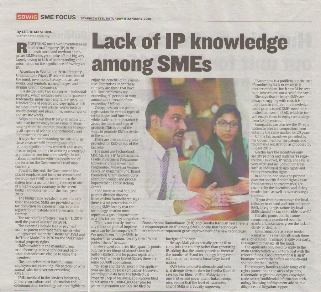 11.01.10_Kass_Starbizweek_Lack-of-IP-knowledge-among-SMEs