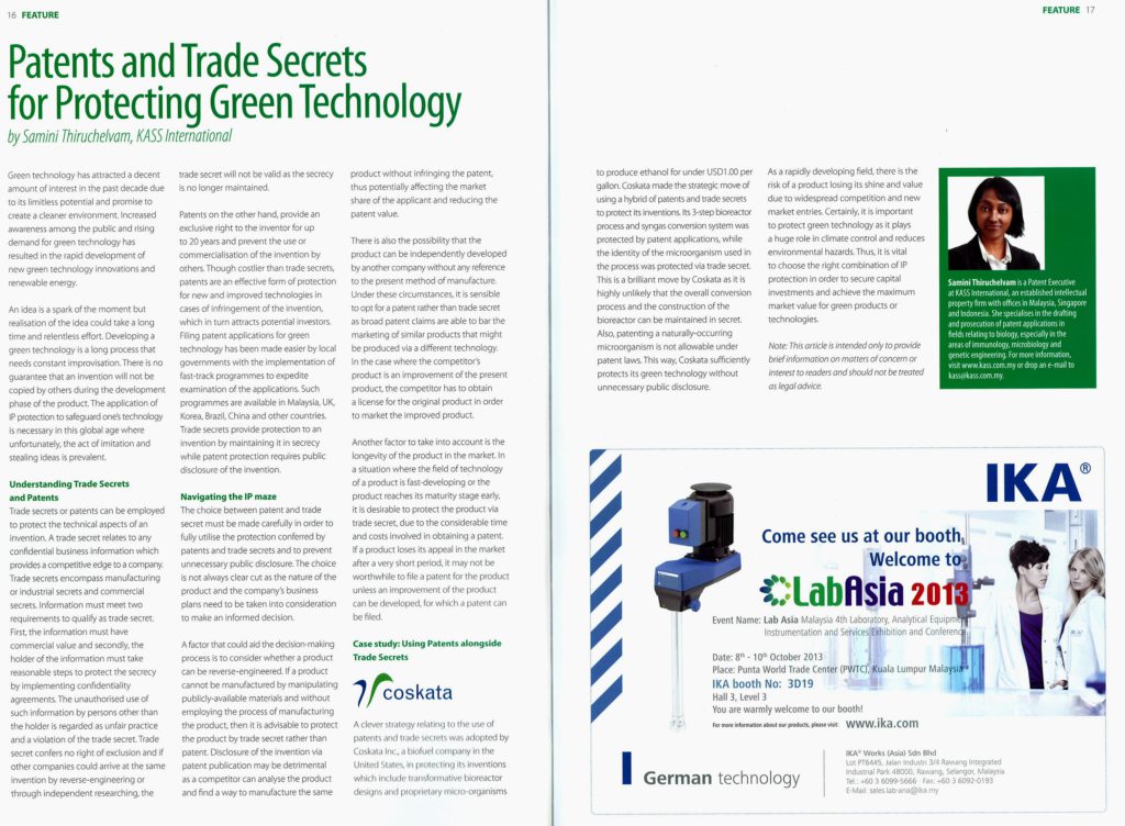 [MGCC Perspectives] Patents and Trade Secrets for Protecting Green Technology