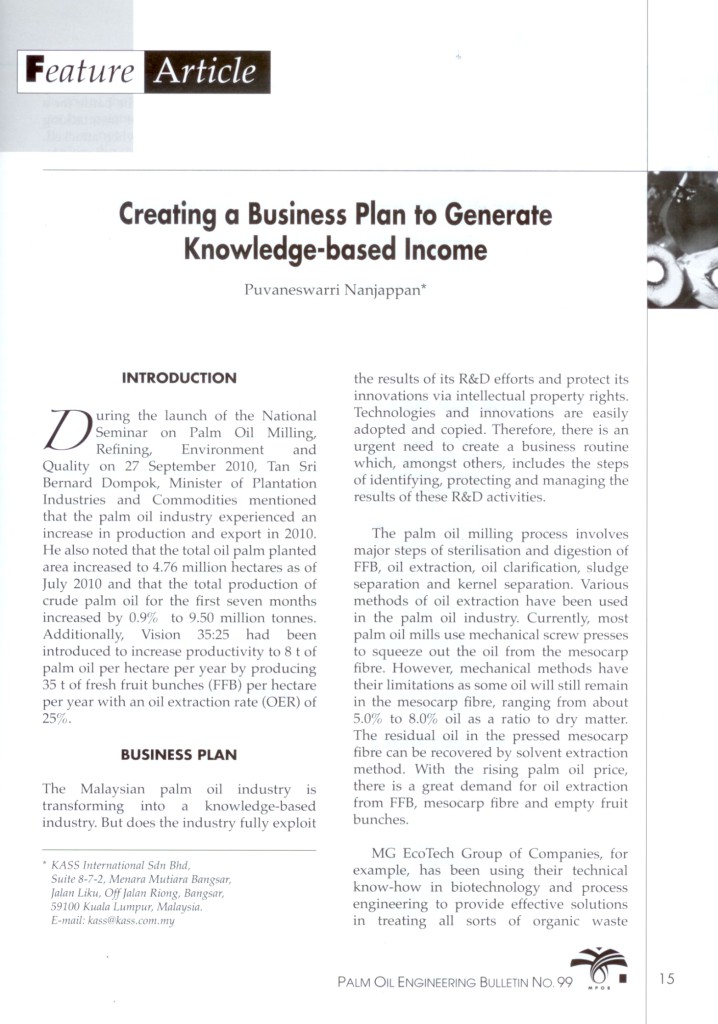 Palm-Oil-Engineering-Bulletin-No.-99-Creating-a-Business-Plan-to-Generate-Knowledge-based-Income-Pg-11